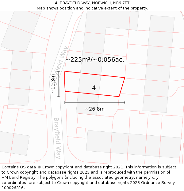 4, BRAYFIELD WAY, NORWICH, NR6 7ET: Plot and title map