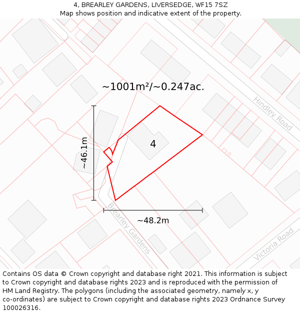 4, BREARLEY GARDENS, LIVERSEDGE, WF15 7SZ: Plot and title map