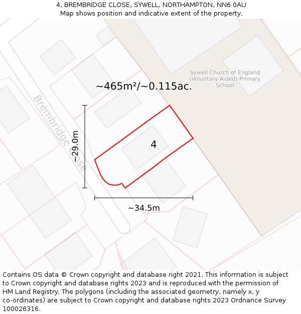 4, BREMBRIDGE CLOSE, SYWELL, NORTHAMPTON, NN6 0AU: Plot and title map