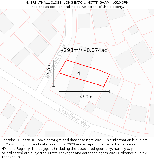 4, BRENTNALL CLOSE, LONG EATON, NOTTINGHAM, NG10 3RN: Plot and title map