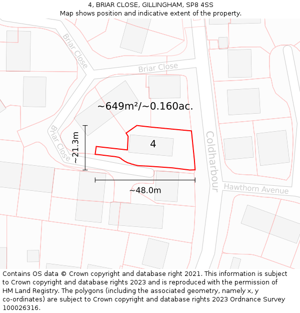 4, BRIAR CLOSE, GILLINGHAM, SP8 4SS: Plot and title map