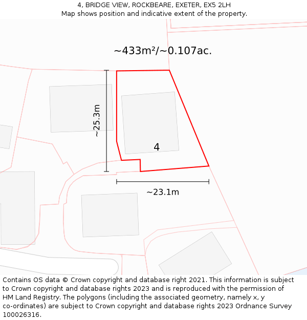 4, BRIDGE VIEW, ROCKBEARE, EXETER, EX5 2LH: Plot and title map