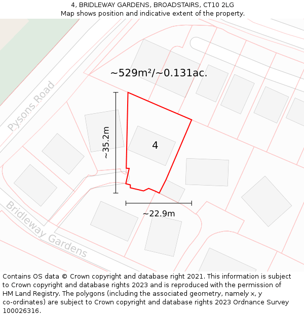 4, BRIDLEWAY GARDENS, BROADSTAIRS, CT10 2LG: Plot and title map