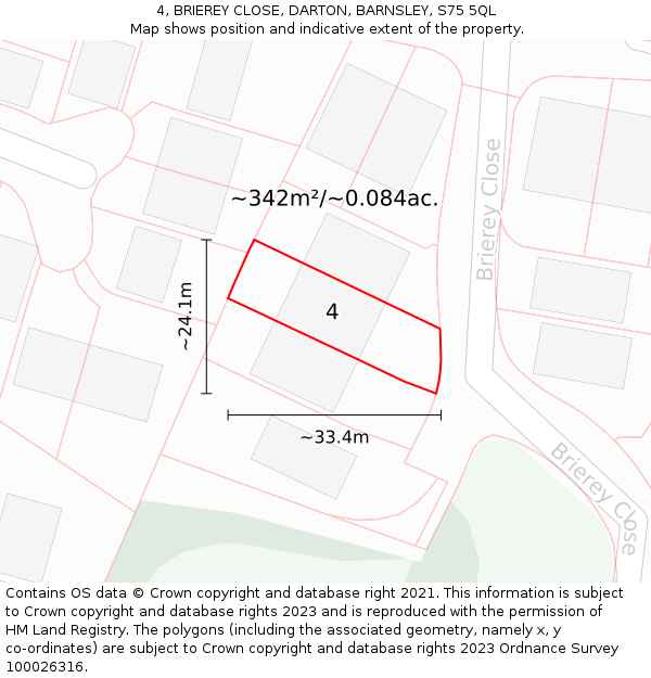 4, BRIEREY CLOSE, DARTON, BARNSLEY, S75 5QL: Plot and title map