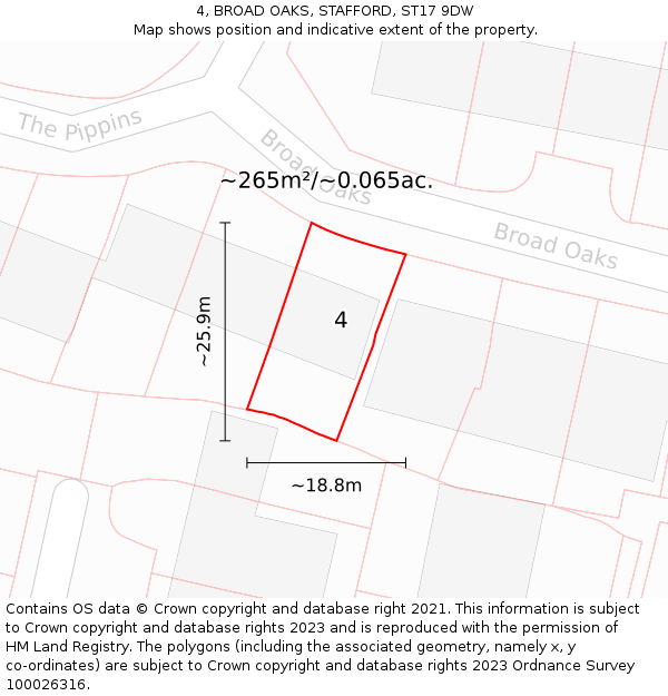 4, BROAD OAKS, STAFFORD, ST17 9DW: Plot and title map