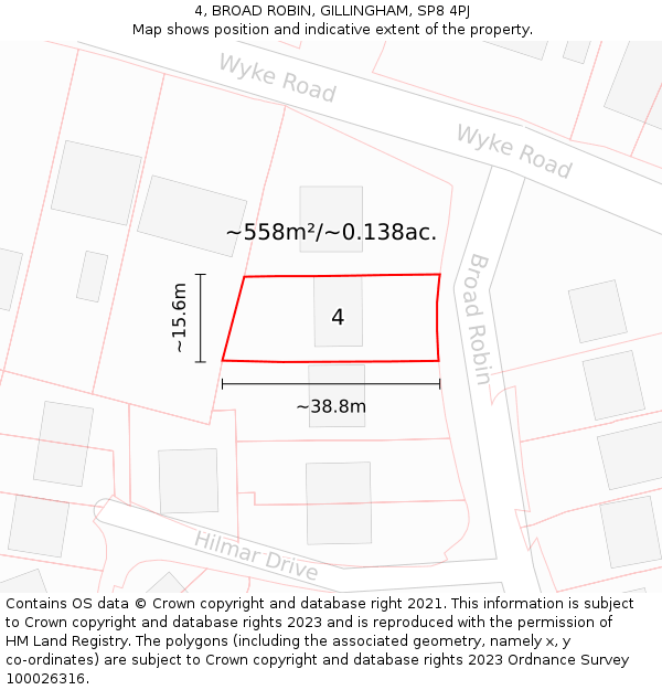4, BROAD ROBIN, GILLINGHAM, SP8 4PJ: Plot and title map