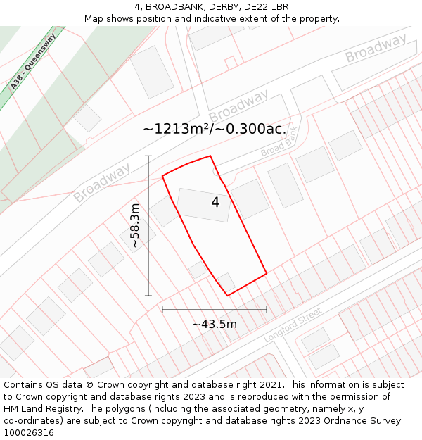 4, BROADBANK, DERBY, DE22 1BR: Plot and title map