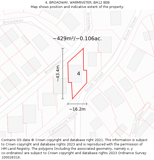 4, BROADWAY, WARMINSTER, BA12 8EB: Plot and title map