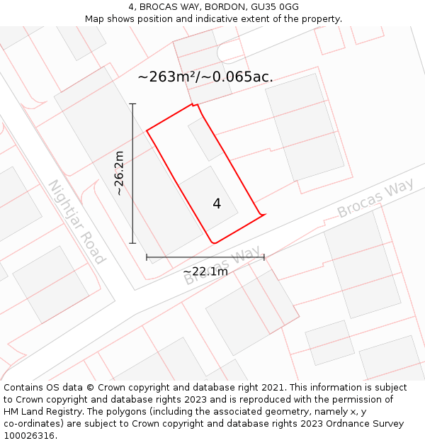 4, BROCAS WAY, BORDON, GU35 0GG: Plot and title map
