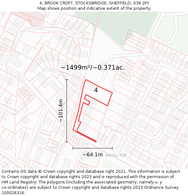 4, BROOK CROFT, STOCKSBRIDGE, SHEFFIELD, S36 2FY: Plot and title map