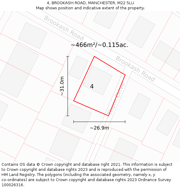 4, BROOKASH ROAD, MANCHESTER, M22 5LU: Plot and title map