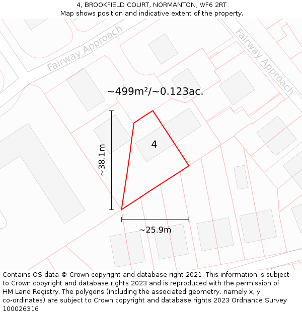 4, BROOKFIELD COURT, NORMANTON, WF6 2RT: Plot and title map