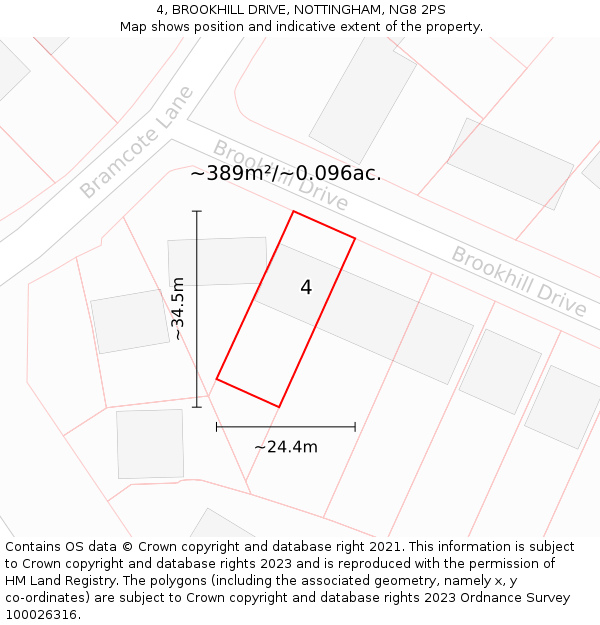 4, BROOKHILL DRIVE, NOTTINGHAM, NG8 2PS: Plot and title map