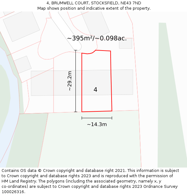 4, BRUMWELL COURT, STOCKSFIELD, NE43 7ND: Plot and title map