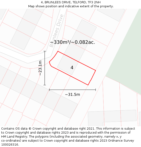 4, BRUNLEES DRIVE, TELFORD, TF3 2NH: Plot and title map