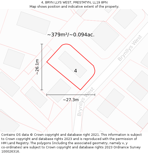 4, BRYN LLYS WEST, PRESTATYN, LL19 8PN: Plot and title map