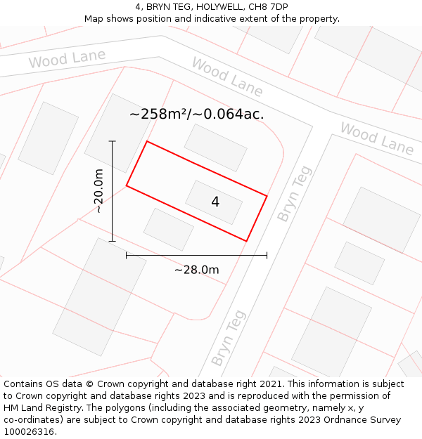 4, BRYN TEG, HOLYWELL, CH8 7DP: Plot and title map