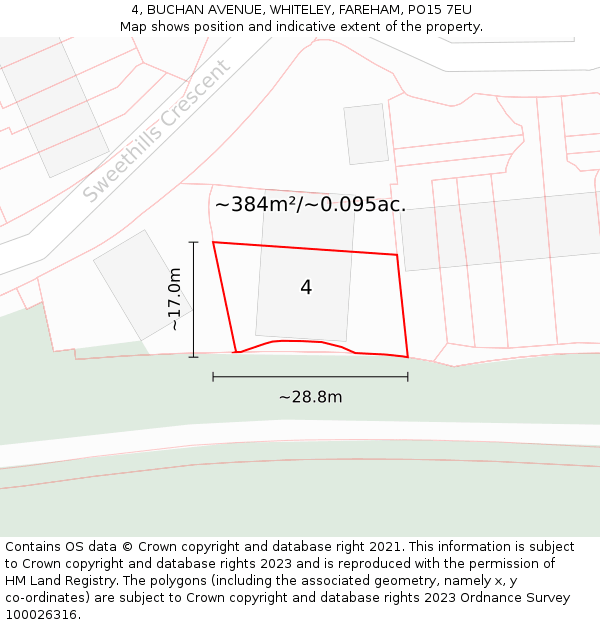 4, BUCHAN AVENUE, WHITELEY, FAREHAM, PO15 7EU: Plot and title map