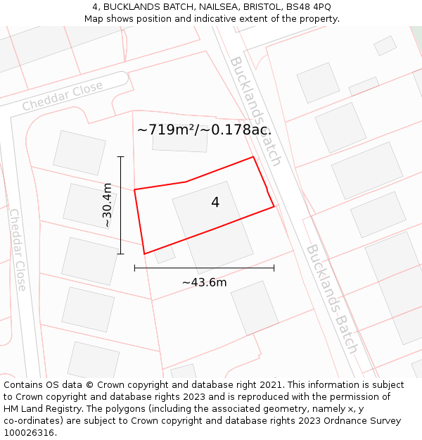 4, BUCKLANDS BATCH, NAILSEA, BRISTOL, BS48 4PQ: Plot and title map