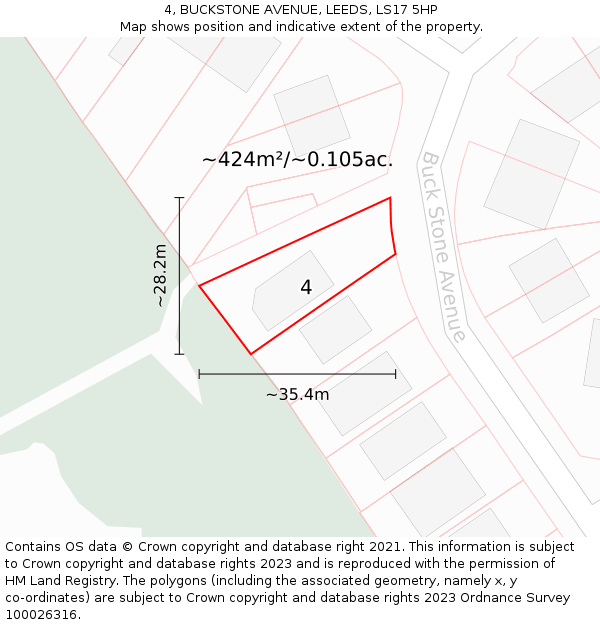4, BUCKSTONE AVENUE, LEEDS, LS17 5HP: Plot and title map