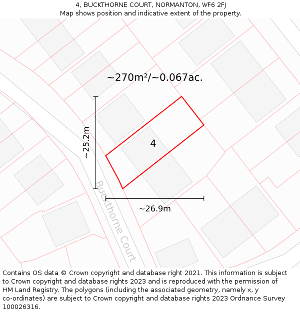 4, BUCKTHORNE COURT, NORMANTON, WF6 2FJ: Plot and title map