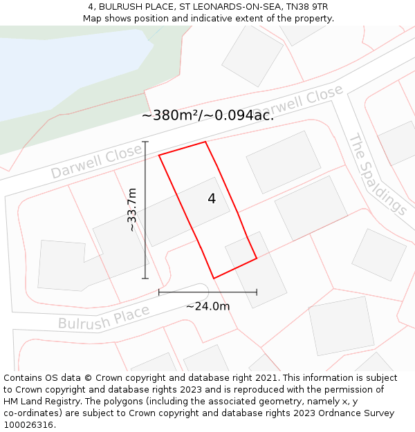 4, BULRUSH PLACE, ST LEONARDS-ON-SEA, TN38 9TR: Plot and title map