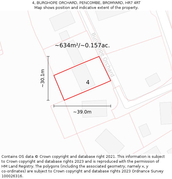 4, BURGHOPE ORCHARD, PENCOMBE, BROMYARD, HR7 4RT: Plot and title map