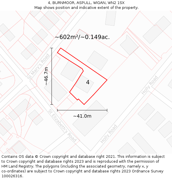 4, BURNMOOR, ASPULL, WIGAN, WN2 1SX: Plot and title map
