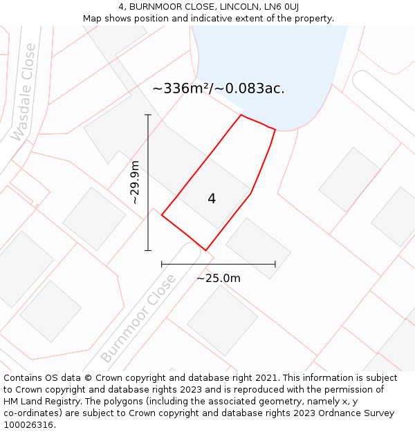 4, BURNMOOR CLOSE, LINCOLN, LN6 0UJ: Plot and title map