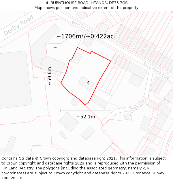 4, BURNTHOUSE ROAD, HEANOR, DE75 7GS: Plot and title map