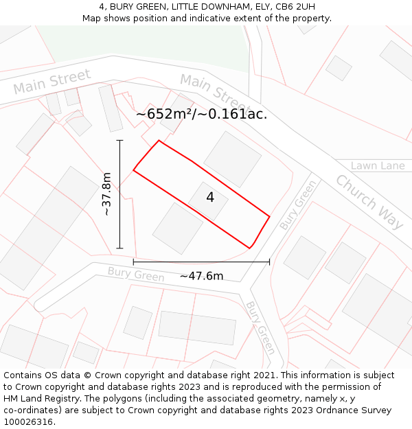 4, BURY GREEN, LITTLE DOWNHAM, ELY, CB6 2UH: Plot and title map