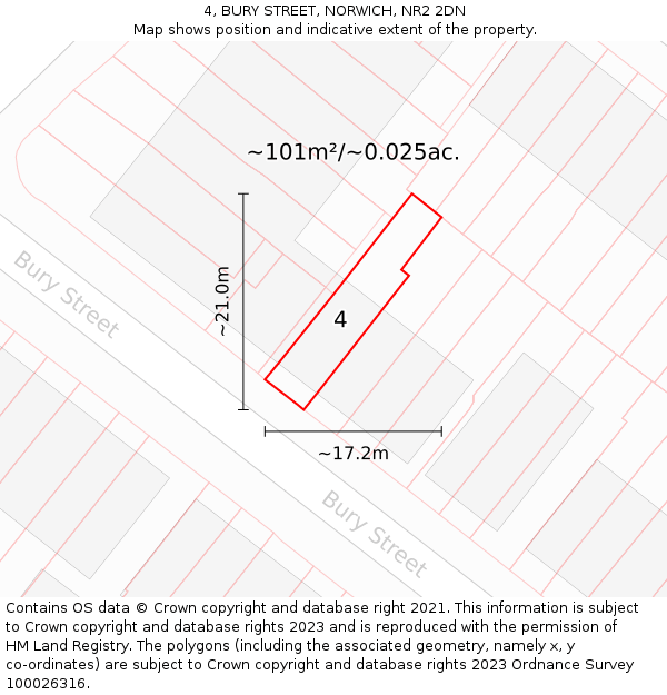 4, BURY STREET, NORWICH, NR2 2DN: Plot and title map