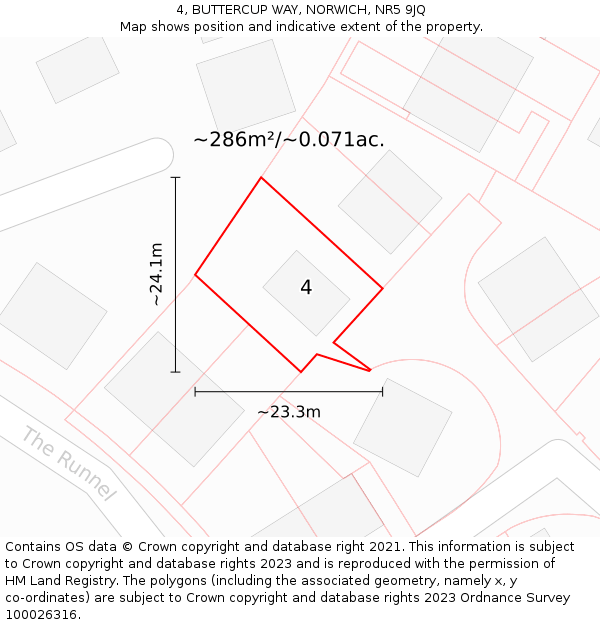 4, BUTTERCUP WAY, NORWICH, NR5 9JQ: Plot and title map