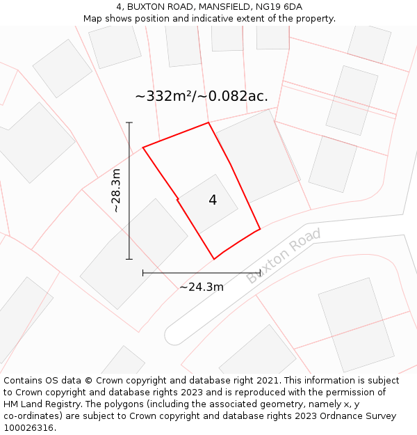4, BUXTON ROAD, MANSFIELD, NG19 6DA: Plot and title map