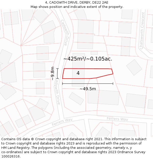 4, CADGWITH DRIVE, DERBY, DE22 2AE: Plot and title map