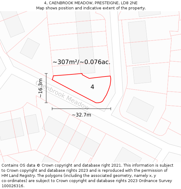 4, CAENBROOK MEADOW, PRESTEIGNE, LD8 2NE: Plot and title map