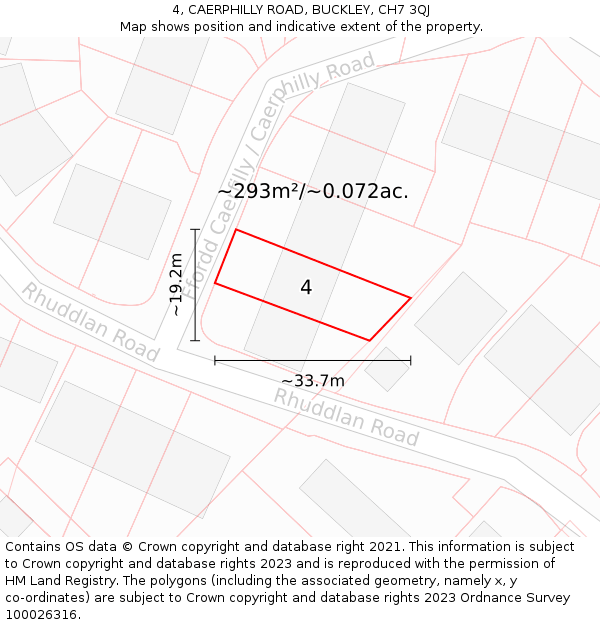 4, CAERPHILLY ROAD, BUCKLEY, CH7 3QJ: Plot and title map