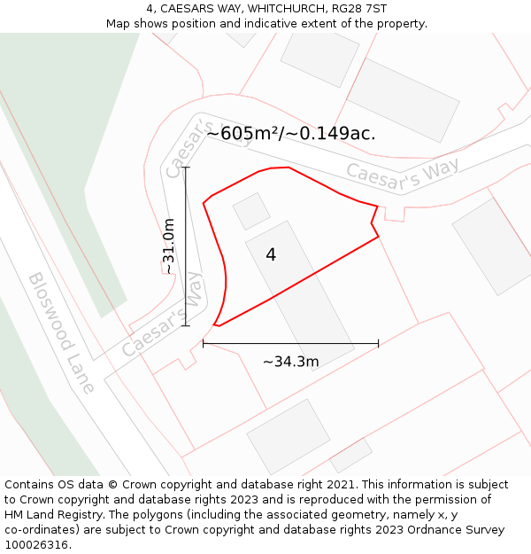 4, CAESARS WAY, WHITCHURCH, RG28 7ST: Plot and title map