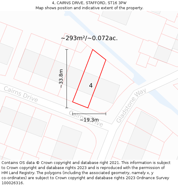 4, CAIRNS DRIVE, STAFFORD, ST16 3PW: Plot and title map
