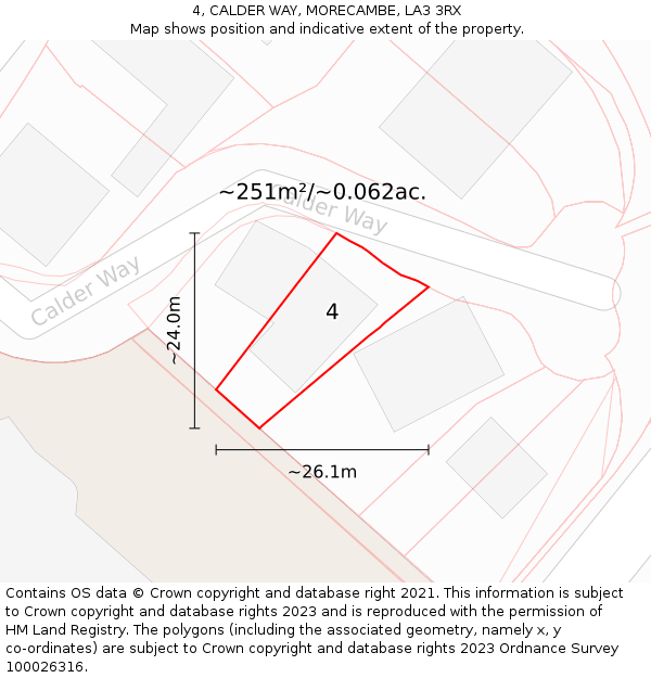 4, CALDER WAY, MORECAMBE, LA3 3RX: Plot and title map