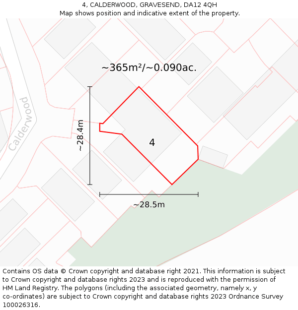 4, CALDERWOOD, GRAVESEND, DA12 4QH: Plot and title map