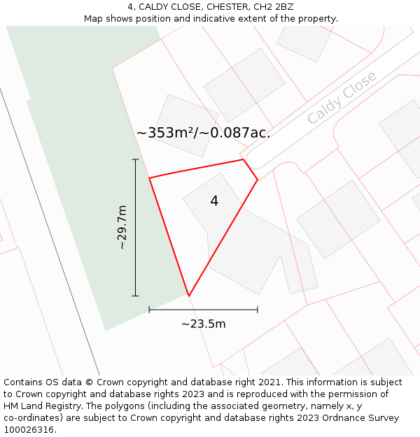 4, CALDY CLOSE, CHESTER, CH2 2BZ: Plot and title map