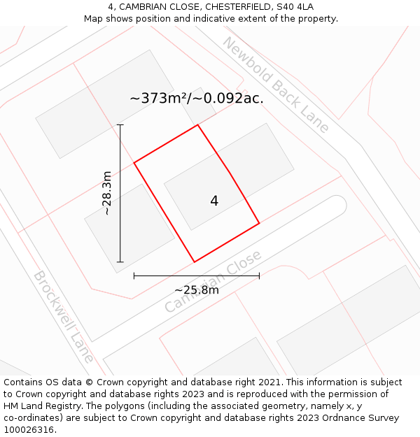 4, CAMBRIAN CLOSE, CHESTERFIELD, S40 4LA: Plot and title map