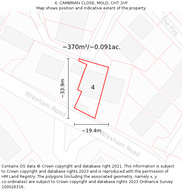 4, CAMBRIAN CLOSE, MOLD, CH7 1HY: Plot and title map