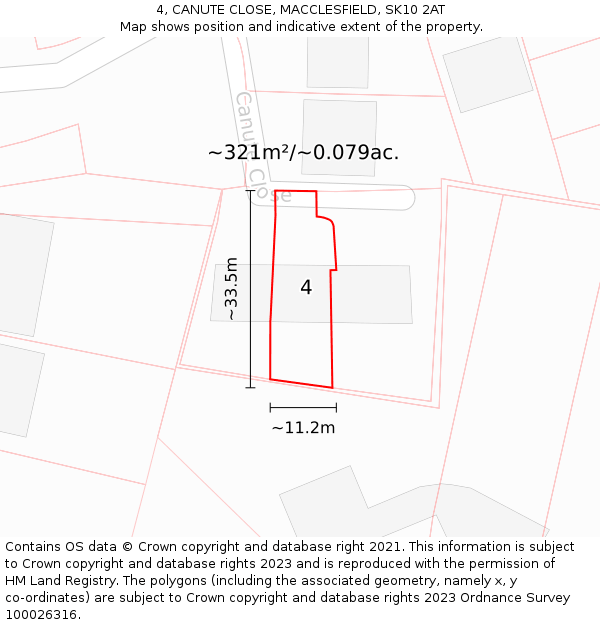 4, CANUTE CLOSE, MACCLESFIELD, SK10 2AT: Plot and title map