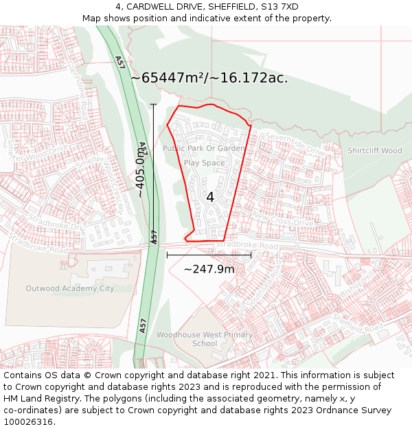 4, CARDWELL DRIVE, SHEFFIELD, S13 7XD: Plot and title map