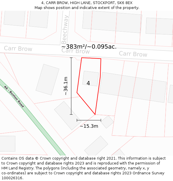 4, CARR BROW, HIGH LANE, STOCKPORT, SK6 8EX: Plot and title map