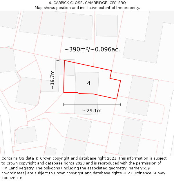 4, CARRICK CLOSE, CAMBRIDGE, CB1 8RQ: Plot and title map