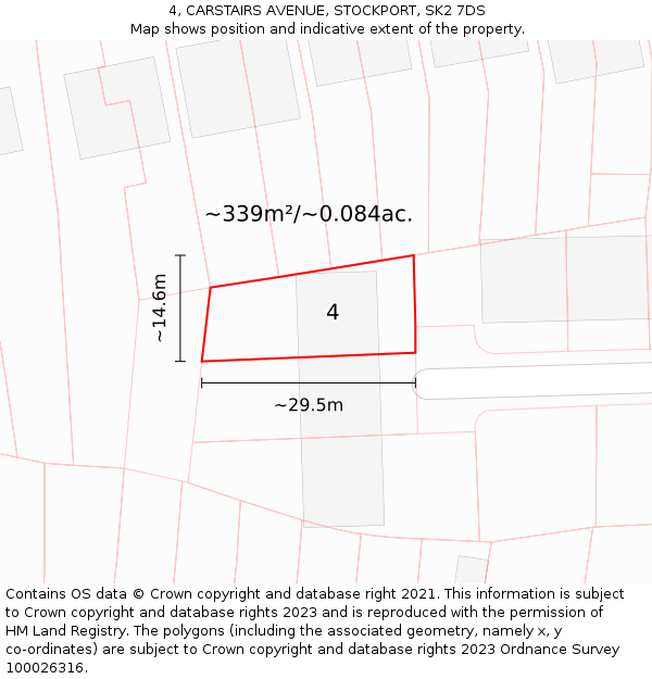 4, CARSTAIRS AVENUE, STOCKPORT, SK2 7DS: Plot and title map