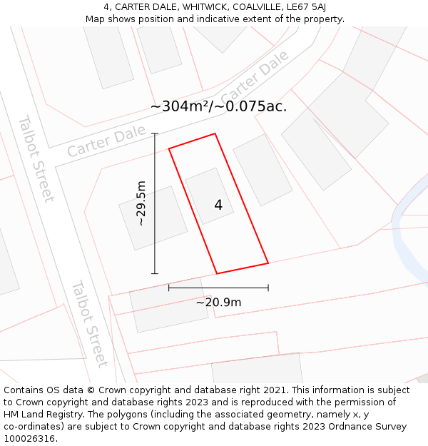 4, CARTER DALE, WHITWICK, COALVILLE, LE67 5AJ: Plot and title map